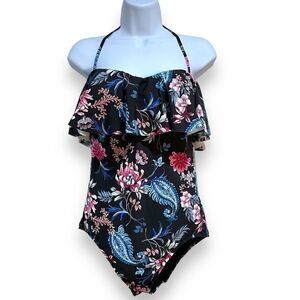 SEAFOLLY AUSTRALIA Floral One Piece Ruffle Top Size 14 C/D
